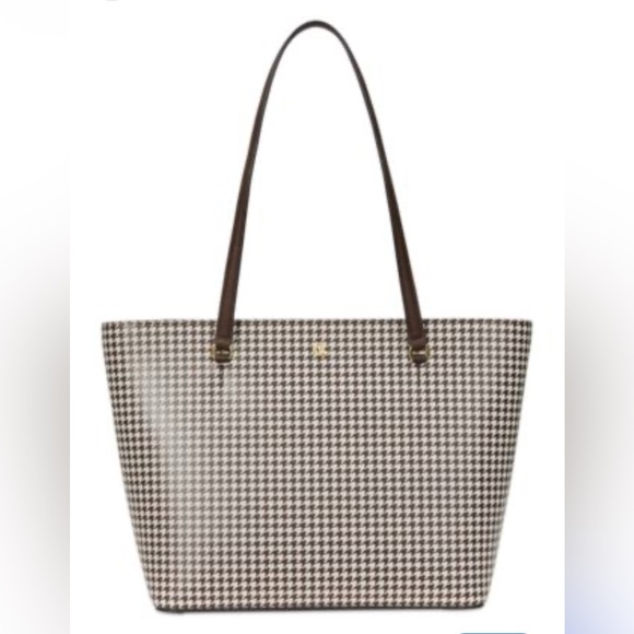 Lauren Ralph Lauren Medium Karly houndstooth/plaid tote-NWT